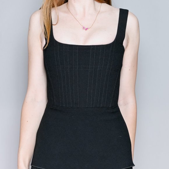 DION LEE Truss Pleat Black Mini Corset Dress 2 - Picture 3 of 8